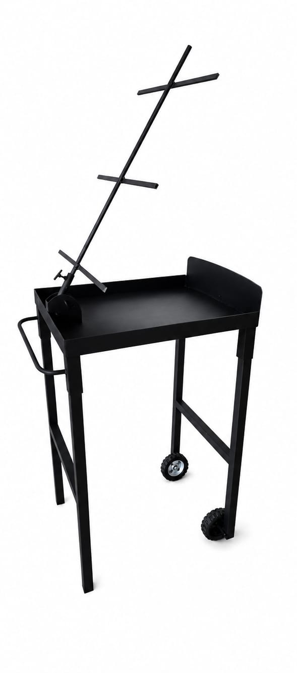Asador con estaca abatible